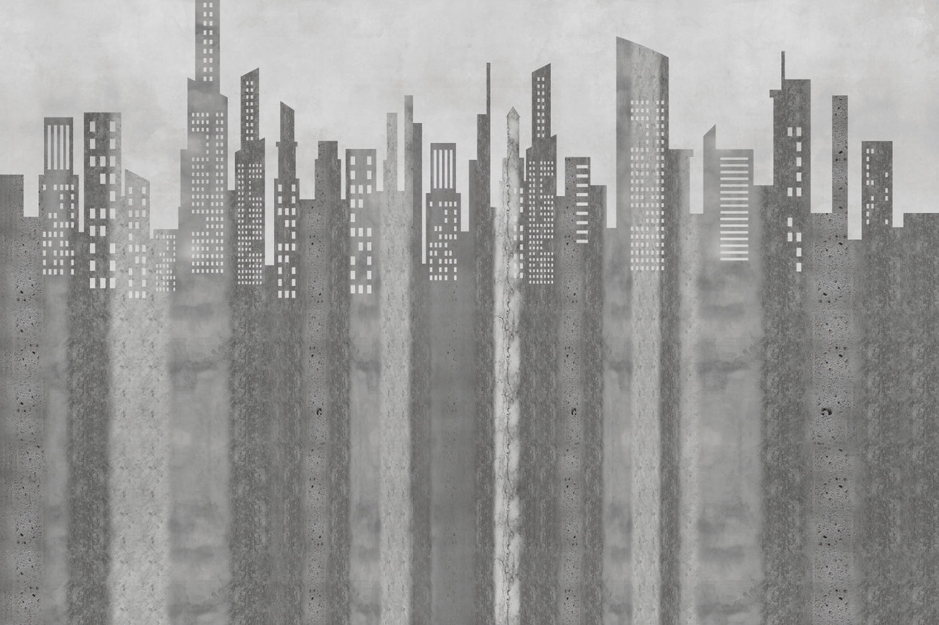 Grayscale Urban Cityscape Wall Mural