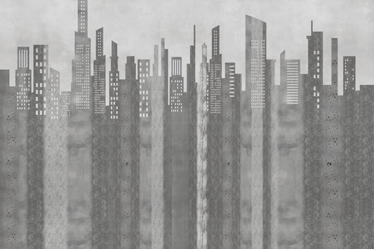 Grayscale Urban Cityscape Wall Mural