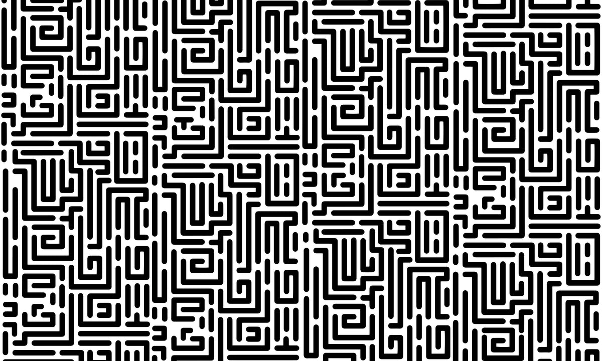 Monochrome Maze Geometric Wallpaper in your room