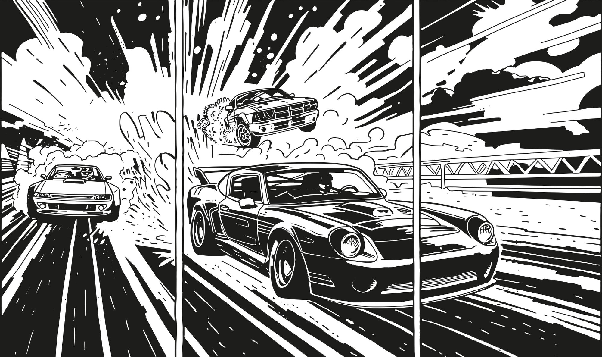 Monochrome Muscle Car Wallpaper