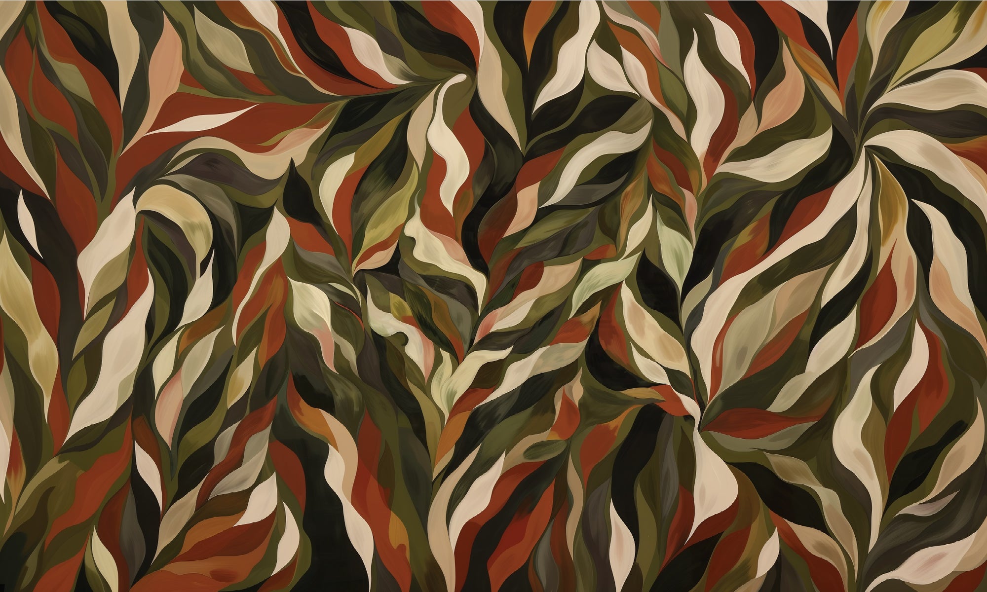 Organic Flow Abstract Leaf Wallpaper