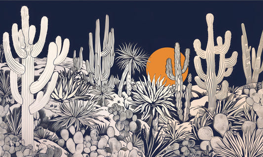Sunset Etchings Desert Landscape Wallpaper
