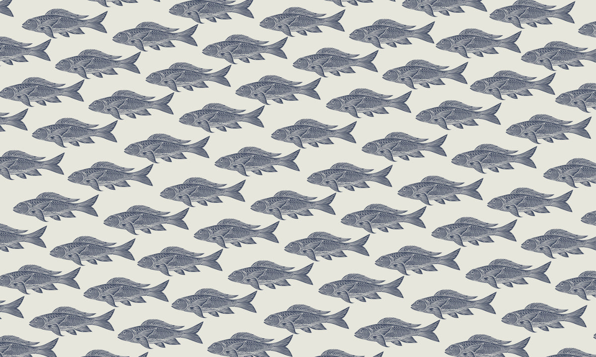 Vintage Catch Nautical Fish Wallpaper in your room — zoomed