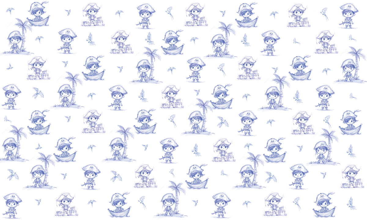 Charming Buccaneers Pirate Wallpaper in your room — zoomed