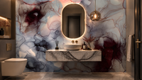 Flowing Obsidian and Blush Mist Wall Mural