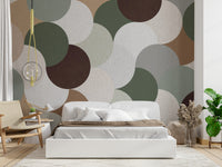 Triangle and square shapes on mural wallpaper

