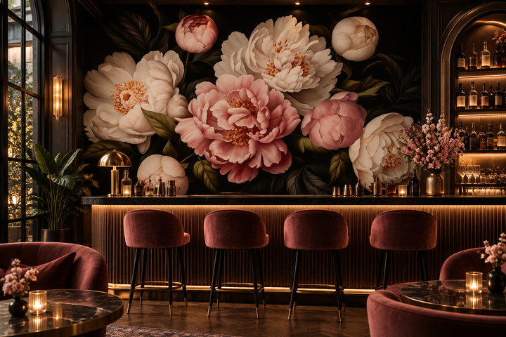 Moody Opulent Baroque Night Flowers Garden  Wall Mural