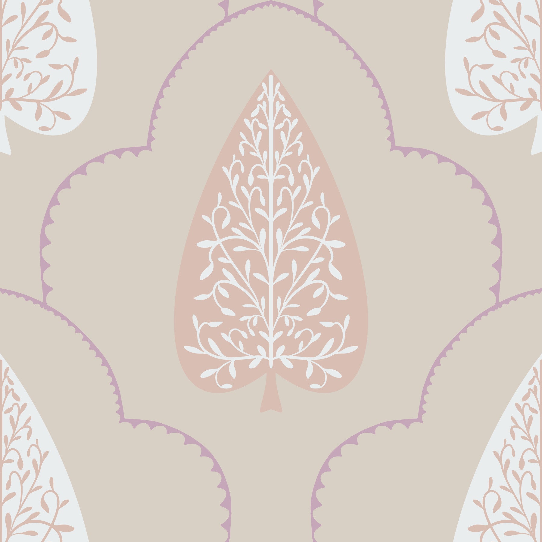 Graceful Elegant Foliage wall treatment subtle color palette mural.