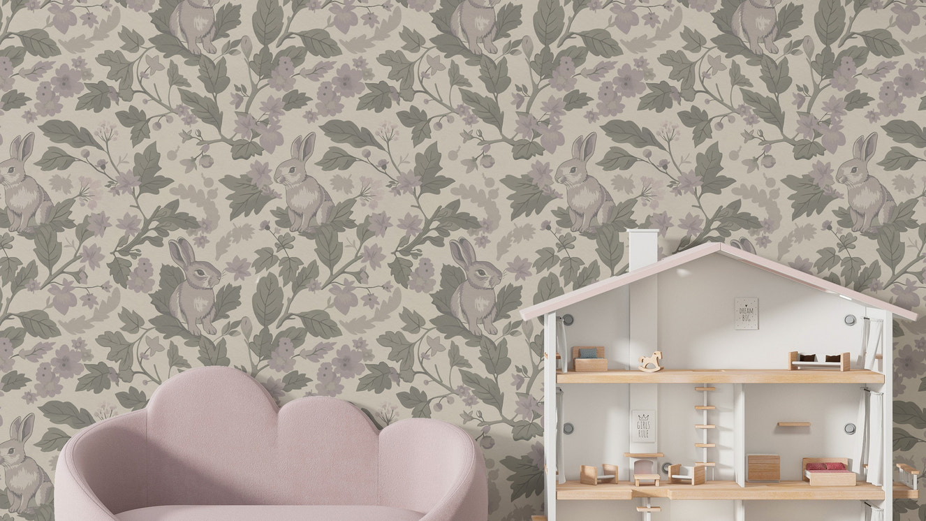 Woodland Garden – Dusty Lavender Wallpaper⁠