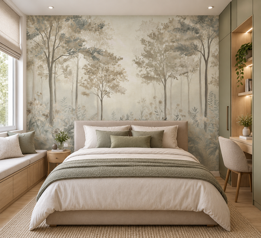 Scandinavian forest – Dusty Green Wall Mural