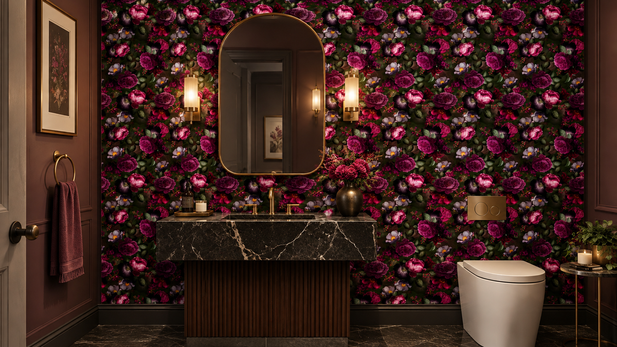 Grandmillennial Dramatic Glamour Heritage Gothic Dark Moody Florals 11 Wallpaper⁠