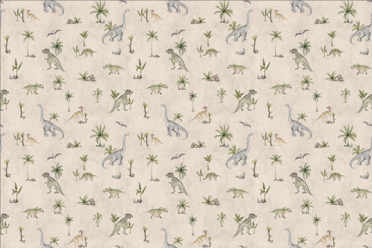 Soft Beige Dinosaur Wallpaper in your room — zoomed