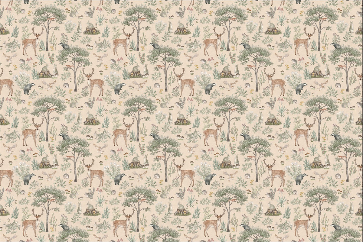 Warm Beige Wildlife Wallpaper in your room — zoomed