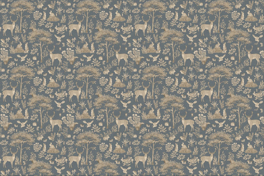 Vintage Blue Wildlife Wallpaper