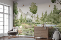 Enchanted Green Watercolor Forest Wallpaper - Giffywalls