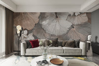 Lotus Leaf Symphony Peach Mural - Giffywalls