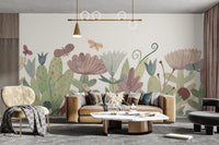 Watercolour Wildflower Wall Mural - Giffywalls