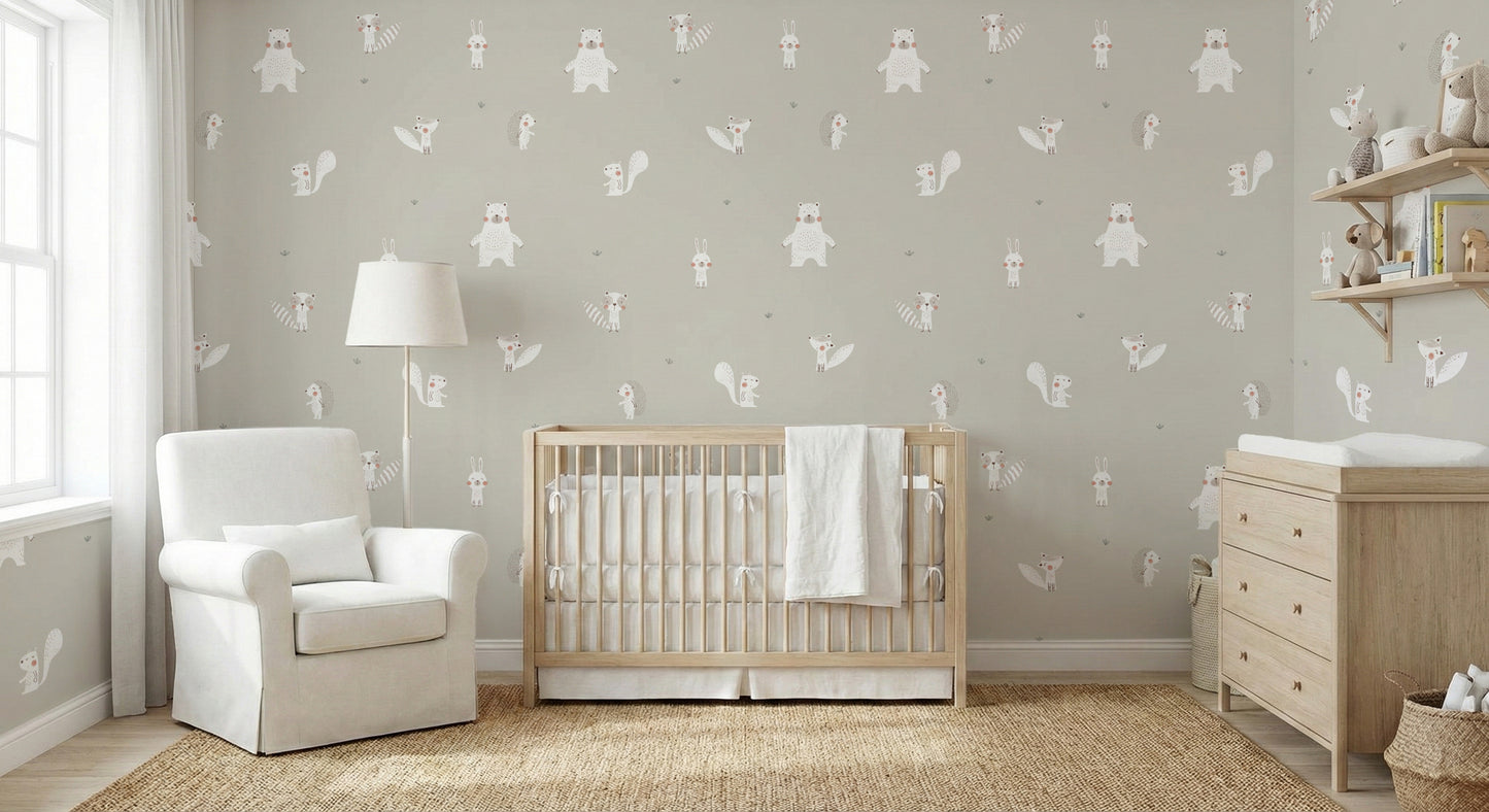 White Color Forest Animals Wallpaper
