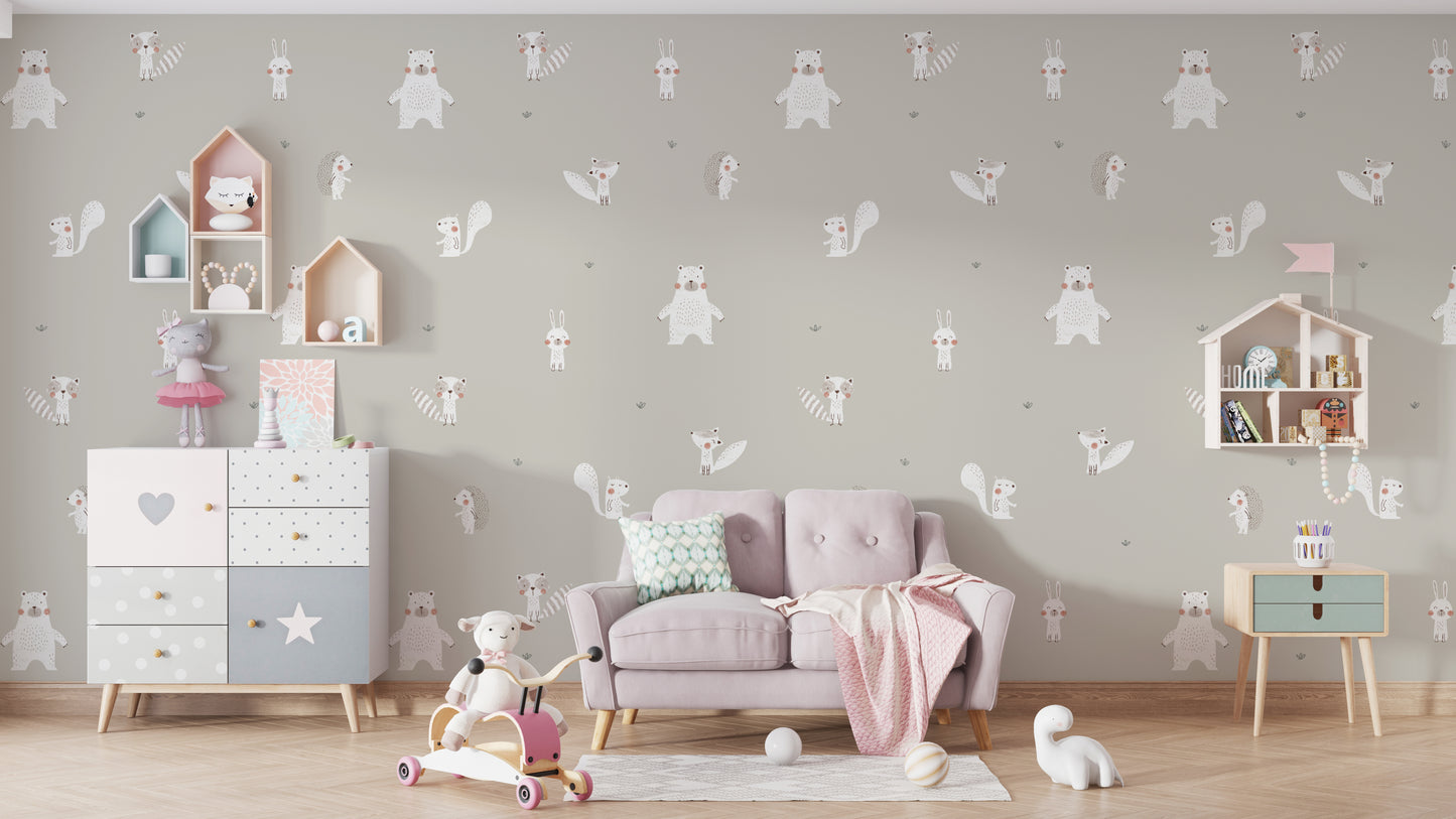 White Color Forest Animals Wallpaper