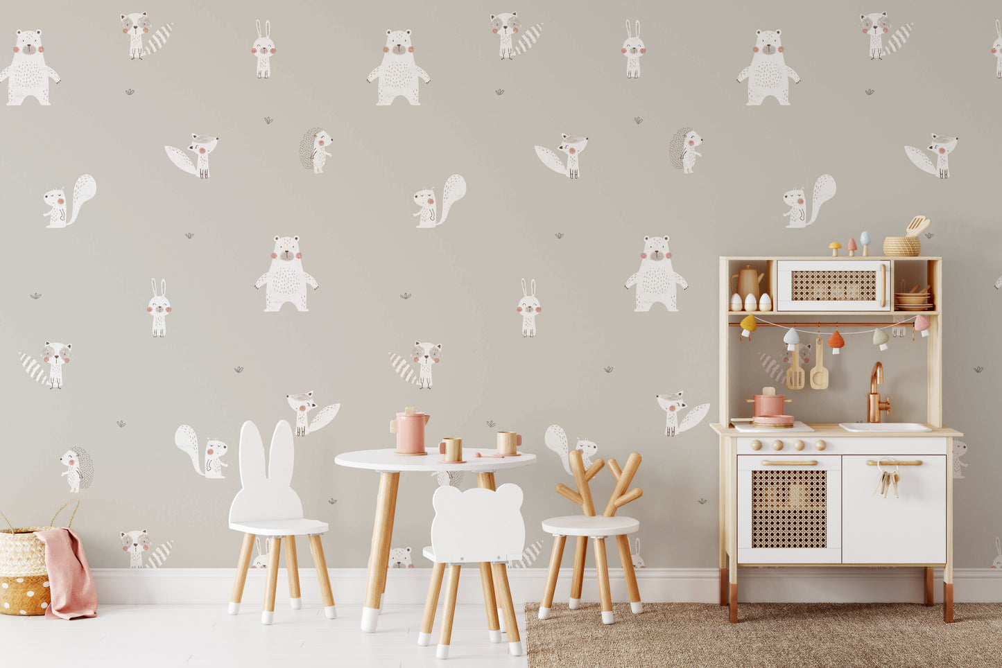 White Color Forest Animals Wallpaper