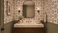 Mediterranean Tile Rustic Charm Terracotta & Burnt Orange Wallpaper⁠