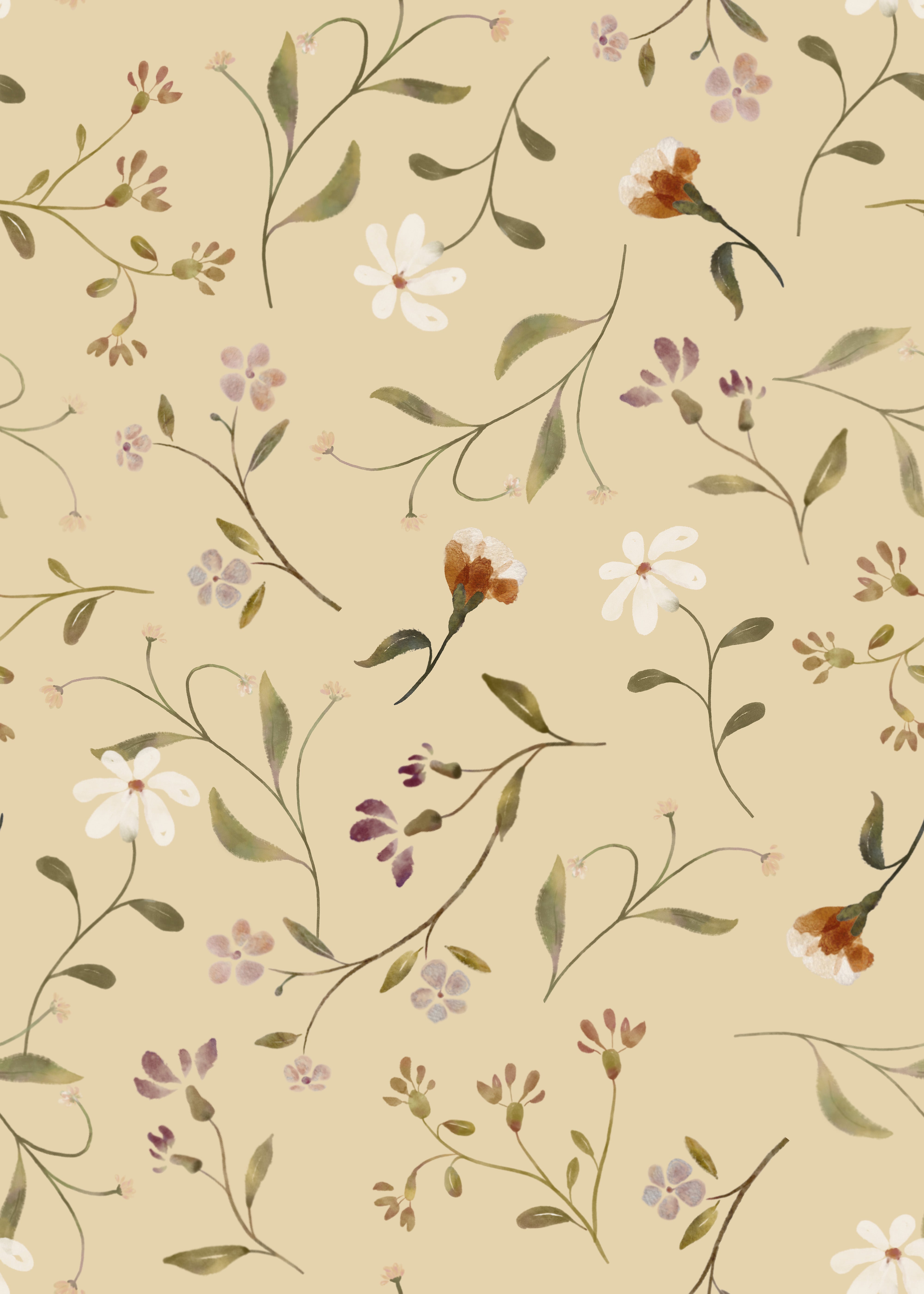 Elegant wallpaper with scattered floral petals

