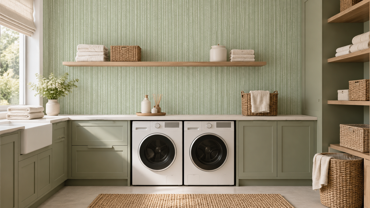 Organic Dashed Texture Sage Wallpaper⁠