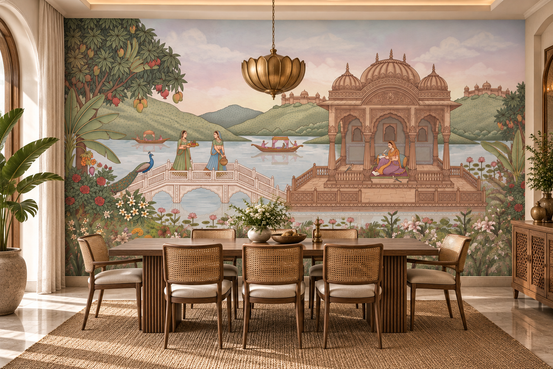 The Royal Lotus Pavilion Wall Mural-RJM07
