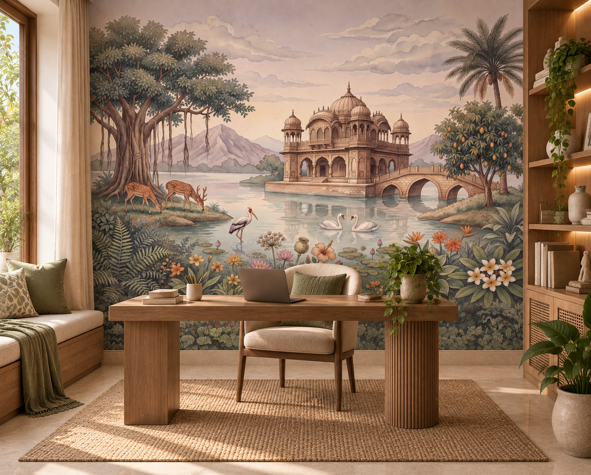 The Enchanted Lake Palace Wall Mural-RJM09