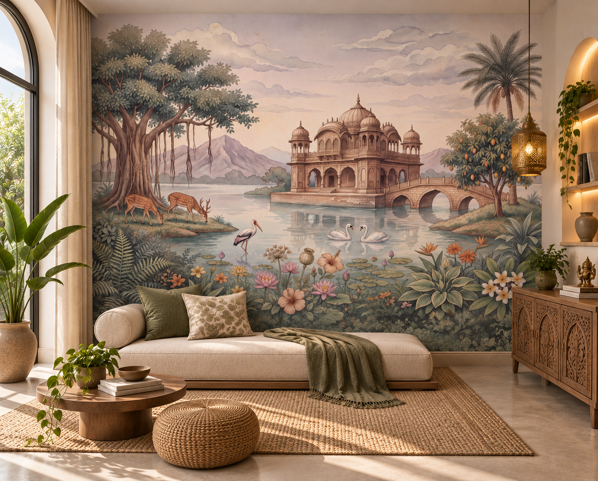 The Enchanted Lake Palace Wall Mural-RJM09