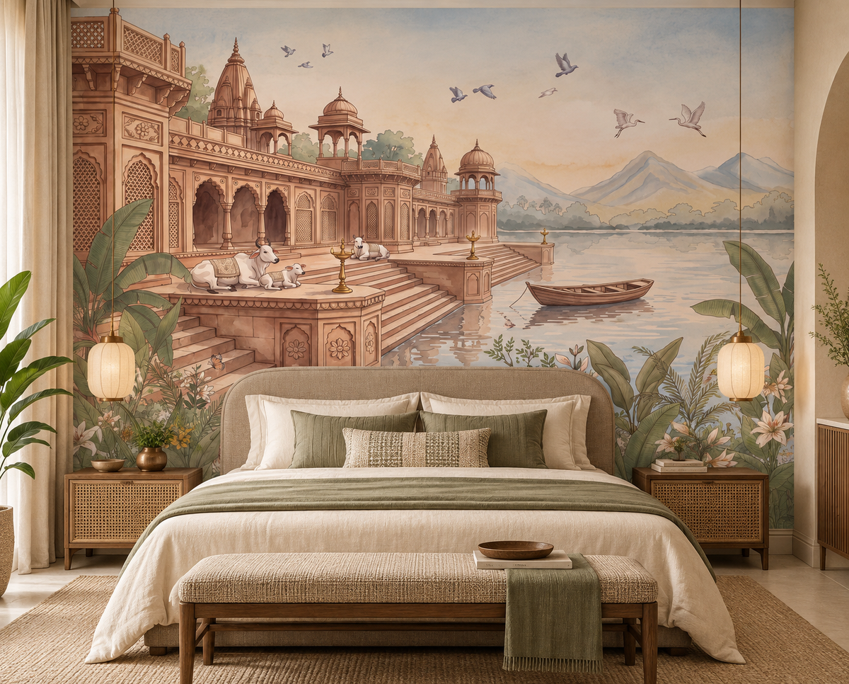 The Sacred Ghats at Dawn Wall Mural-RJM11