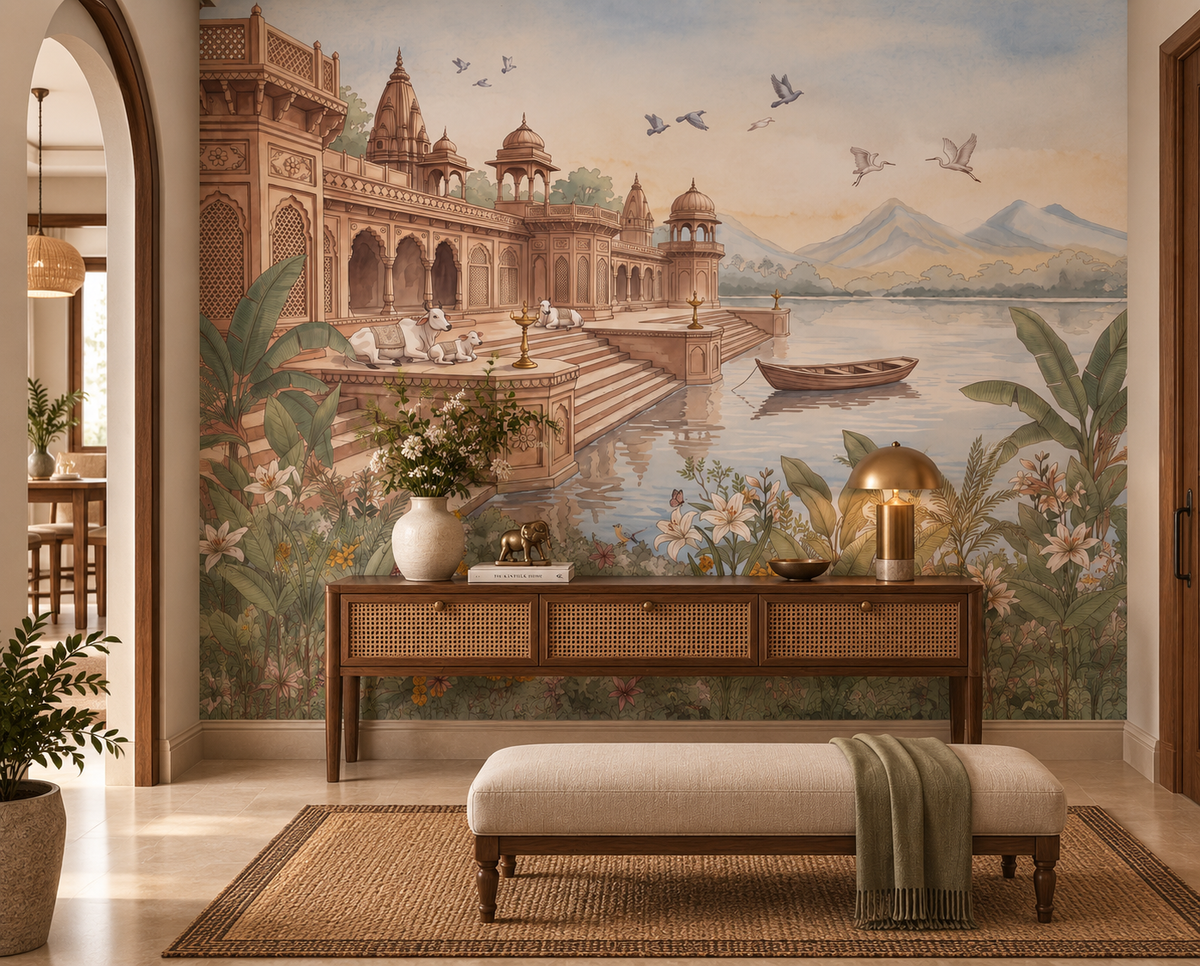 The Sacred Ghats at Dawn Wall Mural-RJM11