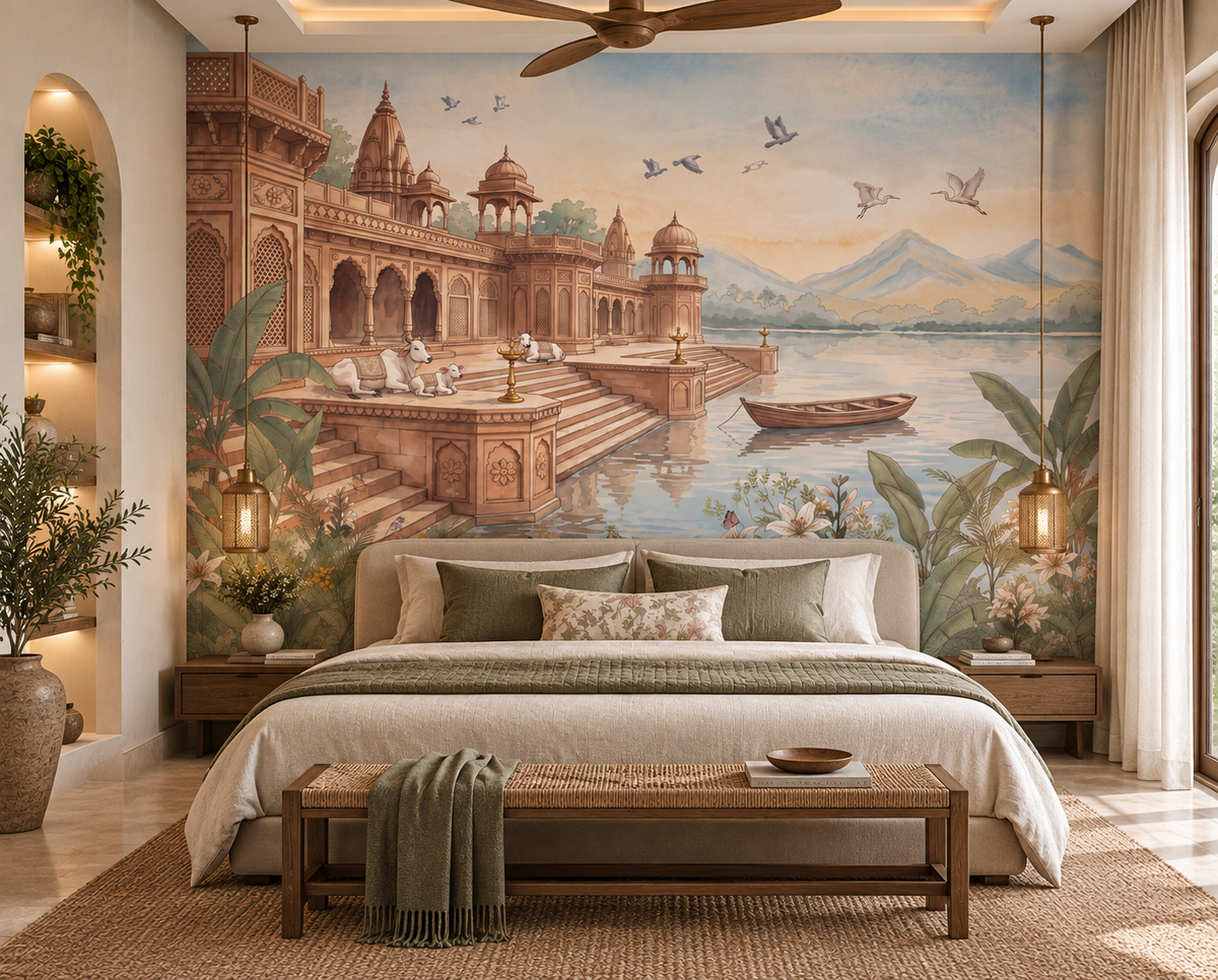The Sacred Ghats at Dawn Wall Mural-RJM11