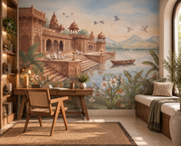 The Sacred Ghats at Dawn Wall Mural-RJM11