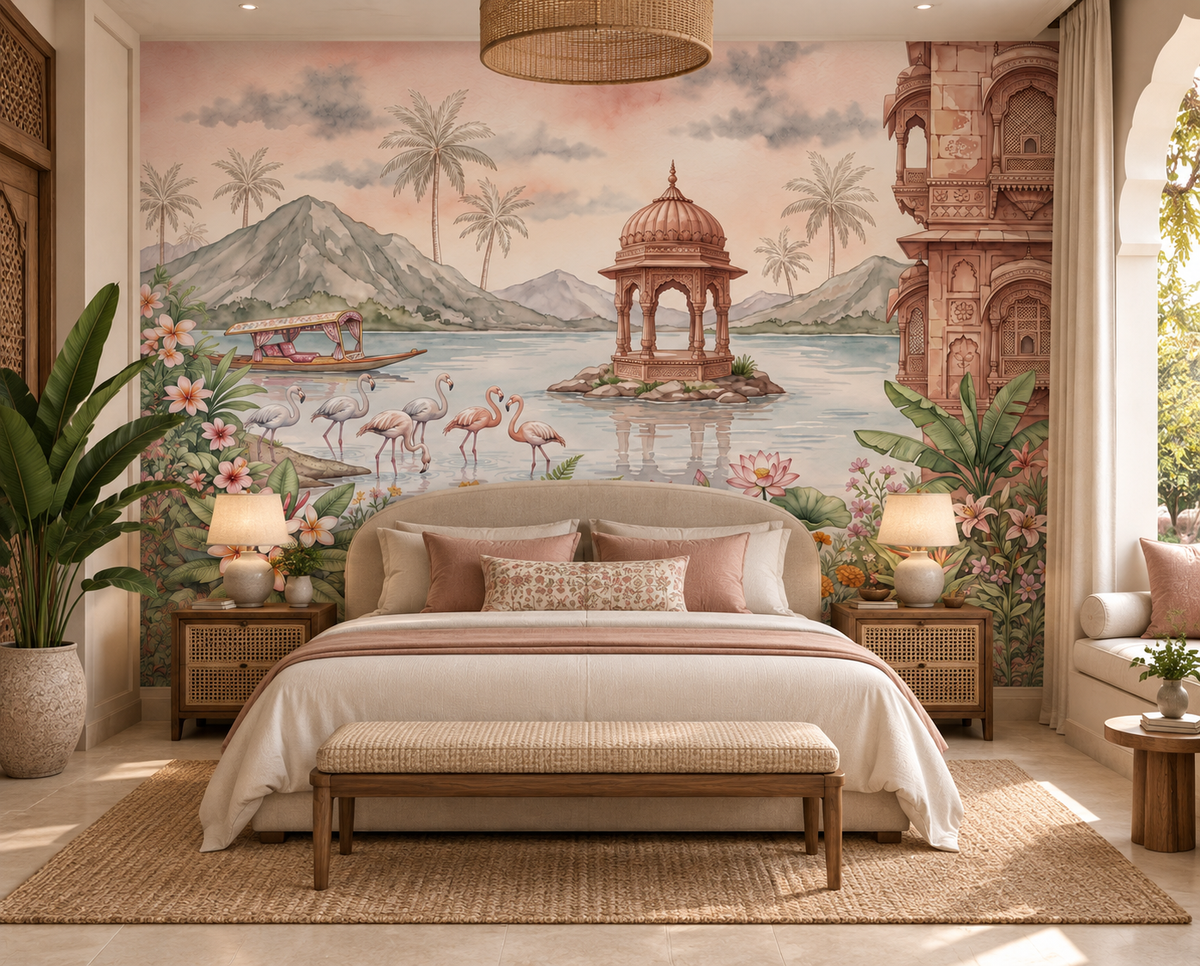 The Flamingo Lake Pavilion Wall Mural-RJM15