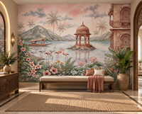 The Flamingo Lake Pavilion Wall Mural-RJM15