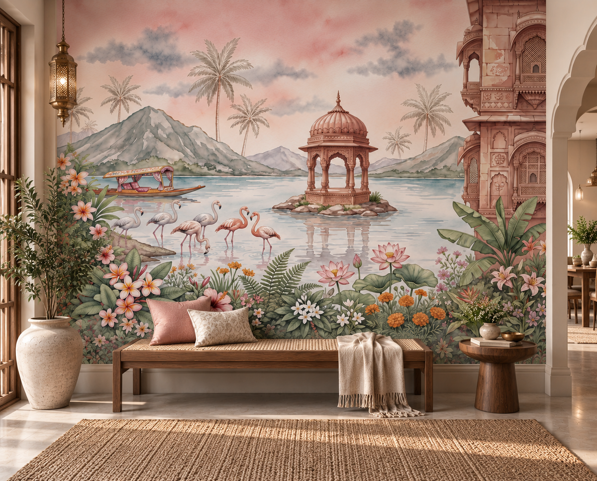 The Flamingo Lake Pavilion Wall Mural-RJM15