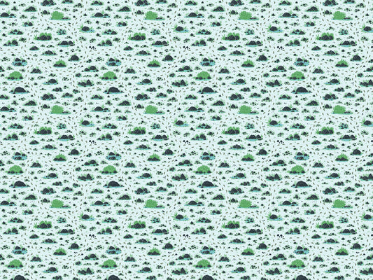 Bushes and Footprints Wallpaper Mural