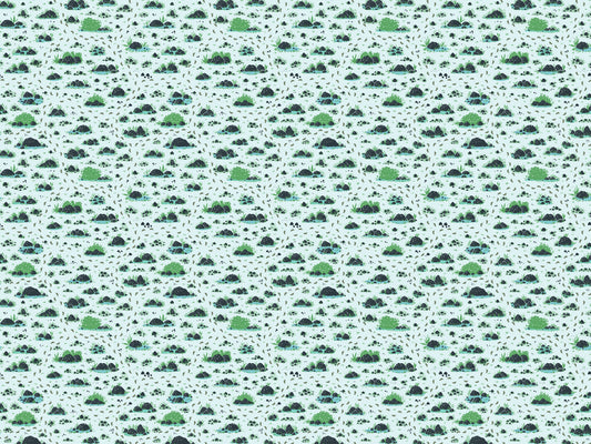 Bushes and Footprints Wallpaper Mural