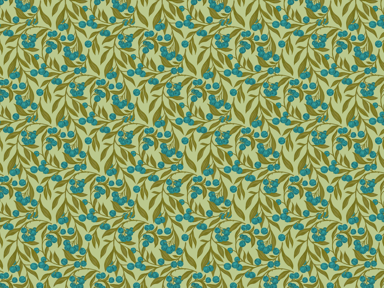 Autumn Berries Blue Wallpaper Murals