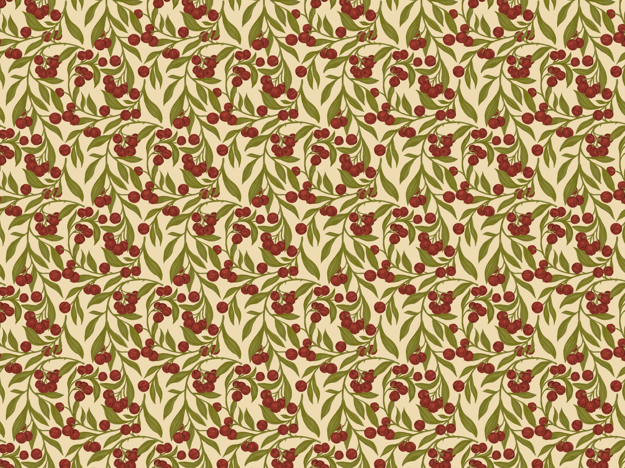 Autumn Berries Red Wallpaper Murals in your room — zoomed