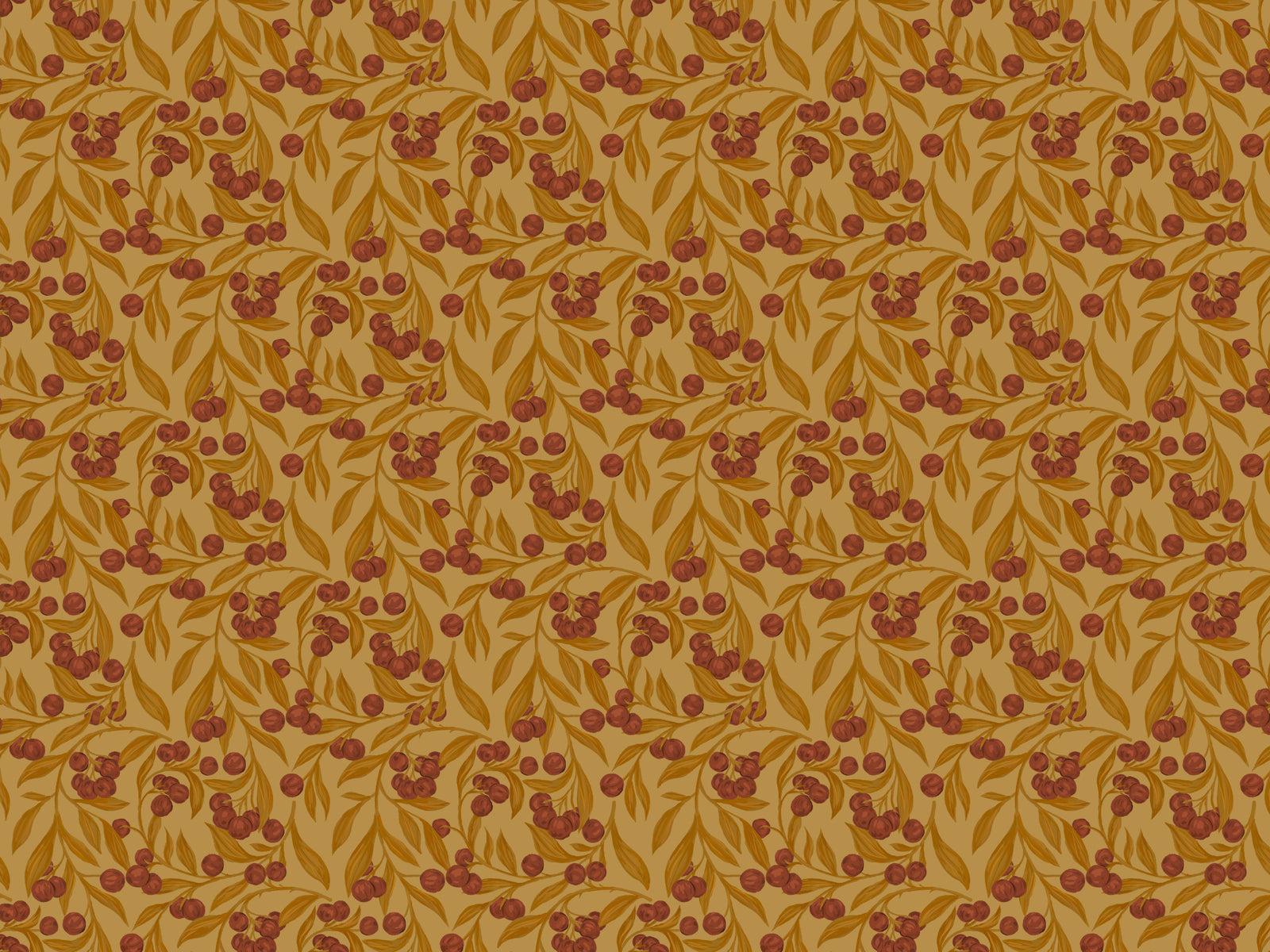 Autumn Berries Rustic Wallpaper Murals