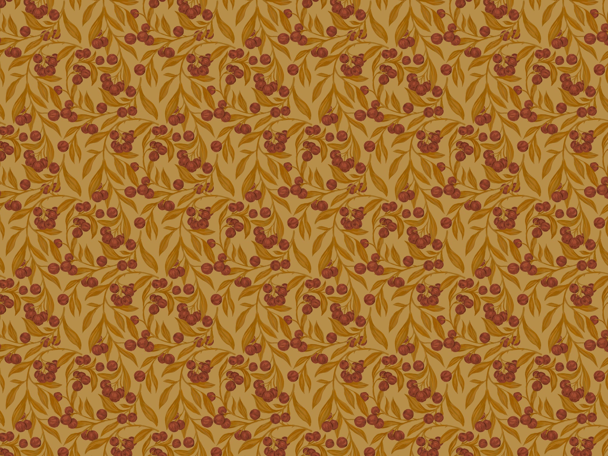 Autumn Berries Rustic Wallpaper Murals in your room — zoomed