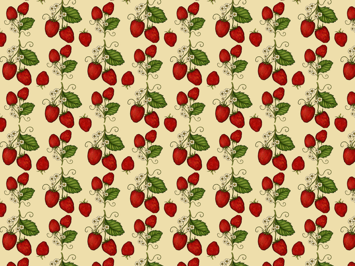 Red Trailing Strawberries Wallpaper in your room — zoomed