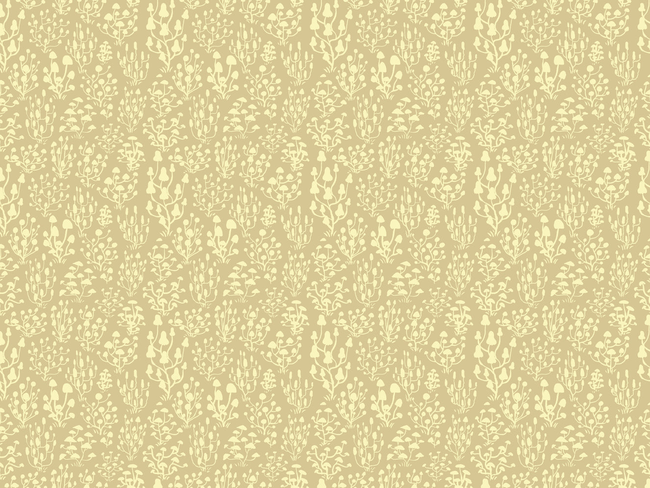 Ditsy Mushrooms Yellow Wallpaper