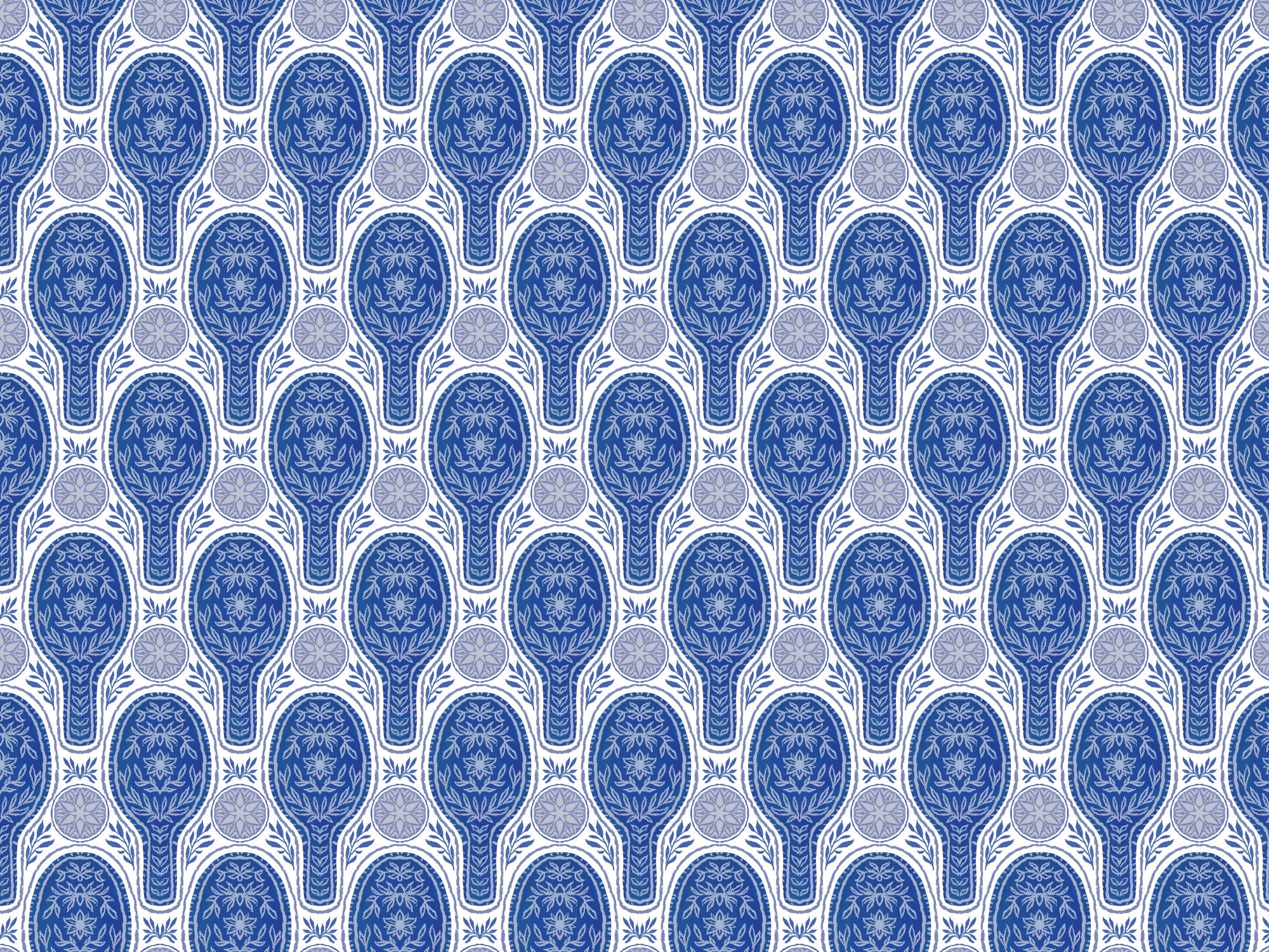 Floral Rockets Blue Wallpaper in your room — zoomed