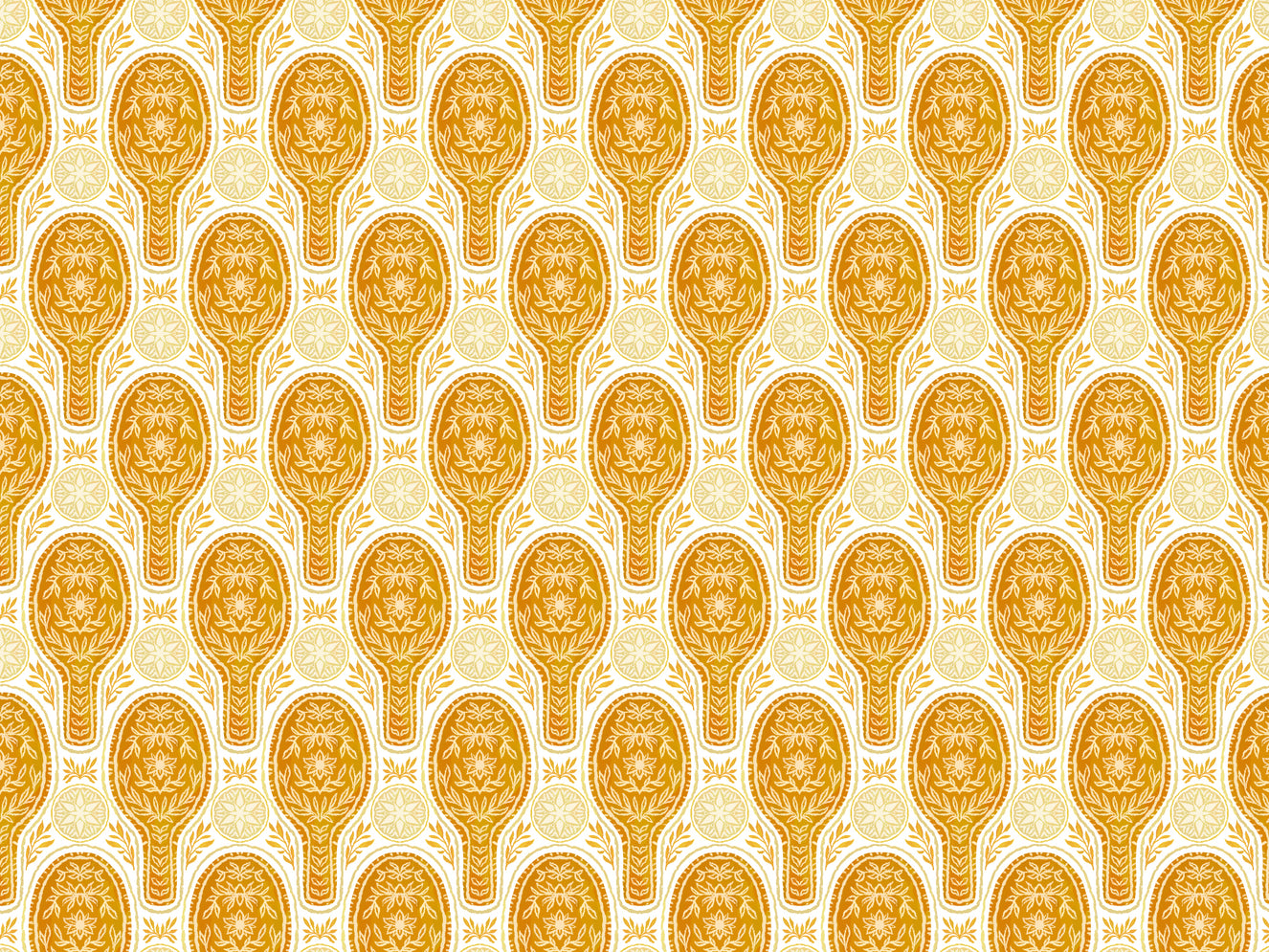 Floral Rockets Golden Yellow Wallpaper