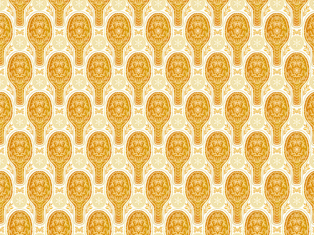 Floral Rockets Golden Yellow Wallpaper in your room — zoomed