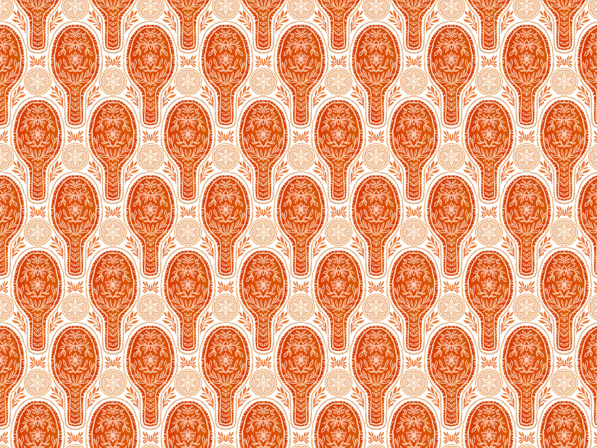 Floral Rockets Red Wallpaper in your room — zoomed