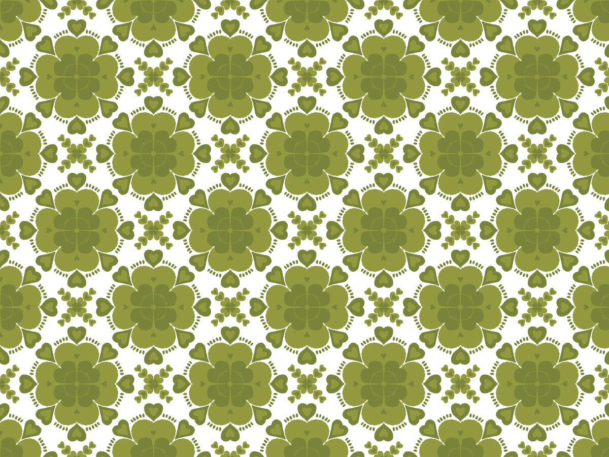 Green Clover Geometric Wallpaper in your room — zoomed